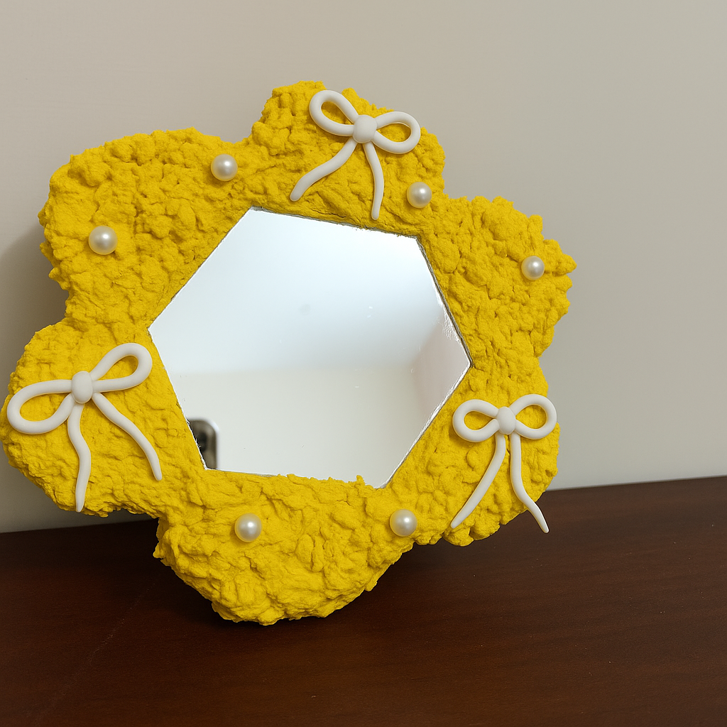 "Handmade Reflect Tissue Textured Beauty Mirror"