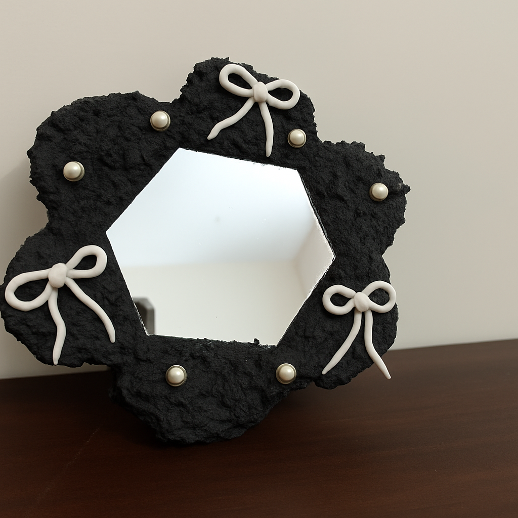 "Handmade Reflect Tissue Textured Beauty Mirror"
